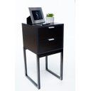 Ver imagem 1 de Mesa De Cabeceira Industrial Preto Eco 50cm Com 2 Gavetas Base Preta - Enviamos Montado