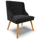 Ver imagem 1 de Cadeira Decorativa Sala de Jantar Pés Palito de Madeira Firenze Suede Preto/Natural G19 - Gran Belo