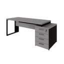 Ver imagem 2 de Mesa de Escritório Diretor com Gaveteiro Lateral F5 4 Gavetas 170cm Cinza Sagrado com Preto F5