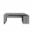 Ver imagem 4 de Mesa de Escritório Diretor com Gaveteiro Lateral F5 4 Gavetas 170cm Cinza Sagrado com Preto F5