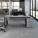 Ver imagem 1 de Mesa de Escritório Diretor com Gaveteiro Lateral F5 4 Gavetas 170cm Cinza Sagrado com Preto F5