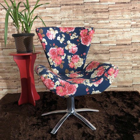 Poltrona Elegance Giratória Tecido Impermeável Karsten