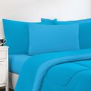 Ver imagem 1 de Kit Edredom Malha 100% Algodão Gran Moratta 3 Peças Queen - Azul Turquesa-azul Turquesa