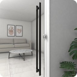 Puxador De Porta Preto Inox Vidro Pivotante 180 Cm M.S - 8