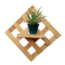 Ver imagem 1 de Floreira de Parede Estilo Painel Em Madeira Pinus Com Prateleira Suporte Para Vasos e Plantas Mini H
