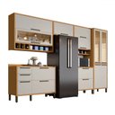 Ver imagem 2 de Armário de Cozinha com Balcão e Tampo 12 Portas 4 Gavetas Pérola 100% Mdf Vidro Reflecta Amêndoa/off