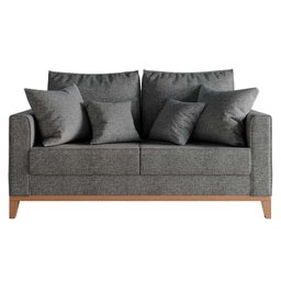 Sofá 2 Lugares Beny Base de Madeira Linho Cotton Cinza Rr - 1