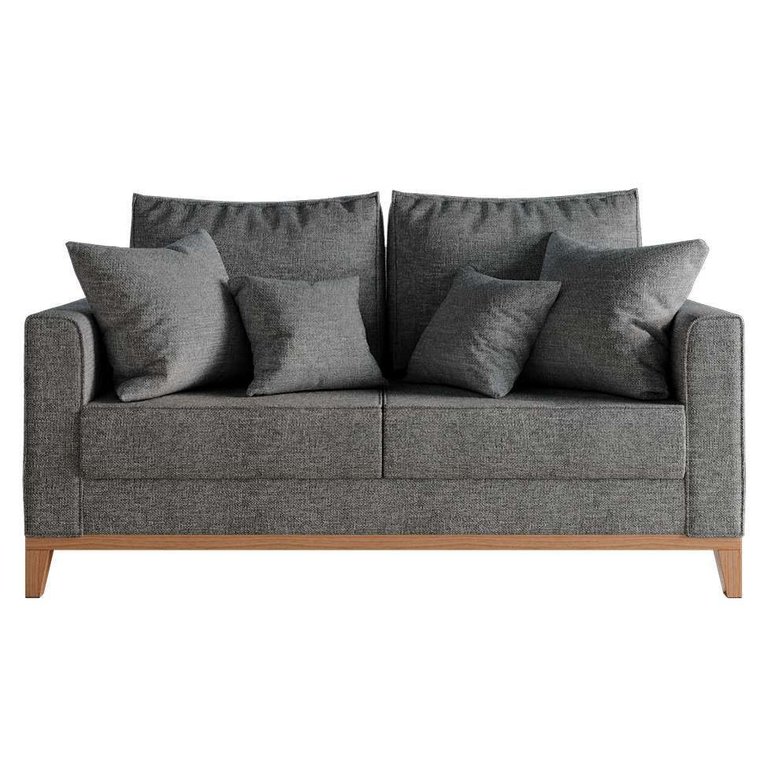 Sofá 2 Lugares Beny Base de Madeira Linho Cotton Cinza Rr Sofá 2 Lugares Beny Base de Madeira Linho Cotton Cinza Rr