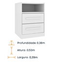 Ver imagem 3 de Mesa de Cabeceira com 2 Gavetas e Nicho 39cm Multimóveis CR35468 Neve