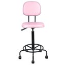 Ver imagem 1 de Cadeira Caixa Alta com Rodizios Atendimento Recepção Balcão Tecido Sintetico Rosa Bebe Popmov Cadeir