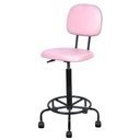 Ver imagem 2 de Cadeira Caixa Alta com Rodizios Atendimento Recepção Balcão Tecido Sintetico Rosa Bebe Popmov Cadeir