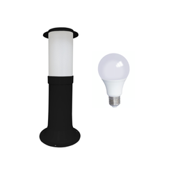 Poste Balizador Luminária Sítio Jardim 35cm Preto + Lâmpada - 1