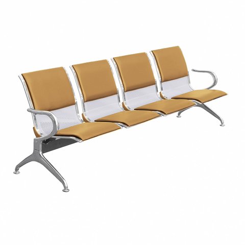 Cadeira Longarina Aeroporto 4 Lugares com Estofado Cor:bege