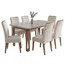Ver imagem 1 de Conjunto Sala de Jantar Mesa 1,60m com Vidro Nadine 6 Cadeiras Sofia