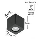 Ver imagem 2 de Kit 2 Spots Quadrados de Sobrepor Luminária de Teto Preta Zoom Bivolt Sala Quarto Corredor