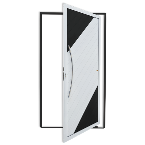 Porta Pivotante Alumínio Lambril Savana c/Puxador e.Mix Preto 120 Brimak
