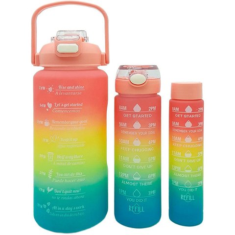 Garrafas Água Frases Treino Academia 2l 900ml 300ml Kit 3pçs