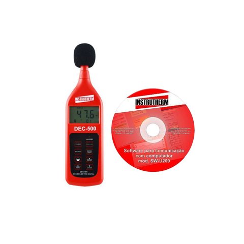 Kit Sonômetro Digital 30 A 130dB Ponderação Nível Sonoro Fast Slow Leq Dec-500 Com Software Armazena