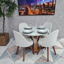 Ver imagem 4 de Sala de Jantar Mesa Redonda Cebola e 4 Cadeiras Dilly Fixa D'confort Design Linho Bege R55