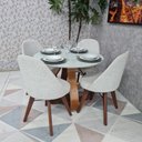 Ver imagem 1 de Sala de Jantar Mesa Redonda Cebola e 4 Cadeiras Dilly Fixa D'confort Design Linho Bege R55