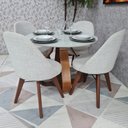 Ver imagem 3 de Sala de Jantar Mesa Redonda Cebola e 4 Cadeiras Dilly Fixa D'confort Design Linho Bege R55