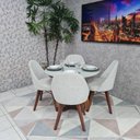 Ver imagem 6 de Sala de Jantar Mesa Redonda Cebola e 4 Cadeiras Dilly Fixa D'confort Design Linho Bege R55