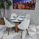 Ver imagem 5 de Sala de Jantar Mesa Redonda Cebola e 4 Cadeiras Dilly Fixa D'confort Design Linho Bege R55