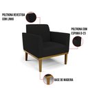 Ver imagem 5 de Sofá Namoradeira com 2 Poltronas Base de Madeira Fixa Castanho Marisa Linho Preto A79 - D'Rossi