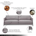Ver imagem 3 de Sofá Decorativo Karine 3 Lugares Sala de Estar 210cm Pés em Aço Couro Avelã G88 - Gran Belo