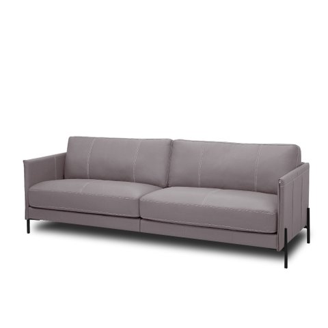 Sofá Decorativo Karine 3 Lugares Sala de Estar 210cm Pés em Aço Couro Avelã G88 - Gran Belo
