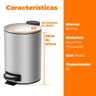 Lixeira para Banheiro e Cozinha Inox com Pedal Spin 3 Litros - Brinox - 6