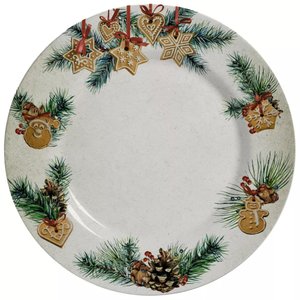 Conjunto com 6 Pratos Raso Gingerbread Natal Ø29cm Alleanza Cerâmica