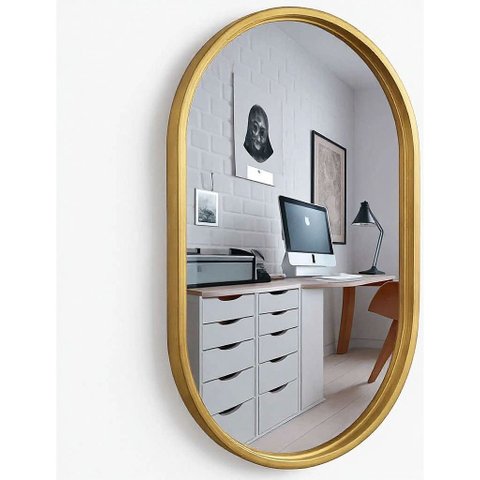 Espelho 80x40 Decorativo de Parede Banheiro Sala Quarto:dourado