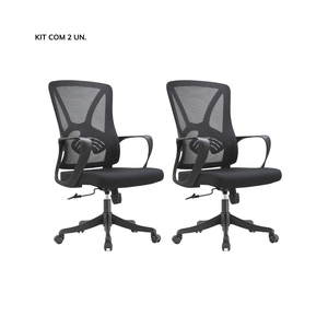 Kit 2 Cadeiras de Escritório Diretor Apex - Preta