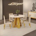 Ver imagem 2 de Mesa de Jantar Celeste Redondo 4 Lugares 103,5x103,5cm Cedro Off White Dj Móveis