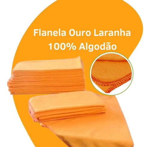 24 Flanelas Laranja ou Branco Grande Limpeza Atacado Kit Top - 3