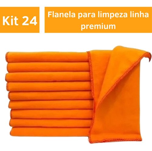 24 Flanelas Laranja ou Branco Grande Limpeza Atacado Kit Top