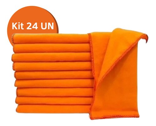 24 Flanelas Laranja ou Branco Grande Limpeza Atacado Kit Top - 2