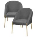 Ver imagem 1 de Kit 2 Banqueta Poltrona Lua Pé Metal Bouclê Ideal para Sala Penteadeira ou Salão:cinza Grafite