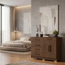 Ver imagem 1 de Cômoda Sapateira 5 Gavetas 2 Portas Multiuso Móvel Quarto Imbuia