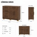 Ver imagem 3 de Cômoda Sapateira 5 Gavetas 2 Portas Multiuso Móvel Quarto Imbuia
