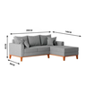 Sofá Beny com Chaise Direita, 2,00x1,40m, 3 Lugares, Linho, Base em Madeira. (cinza) - 3