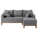 Ver imagem 2 de Sofá Beny com Chaise Direita, 2,00x1,40m, 3 Lugares, Linho, Base em Madeira.