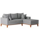 Ver imagem 3 de Sofá Beny com Chaise Direita, 2,00x1,40m, 3 Lugares, Linho, Base em Madeira.