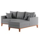 Ver imagem 2 de Sofá Beny com Chaise Direita, 2,00x1,40m, 3 Lugares, Linho, Base em Madeira.