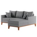 Ver imagem 3 de Sofá Beny com Chaise Direita, 2,00x1,40m, 3 Lugares, Linho, Base em Madeira.