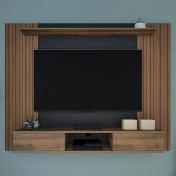 Painel para Tv até 75 Polegadas Nevada 2 Portas Pinho Ripado/preto - Artely Móveis - 1