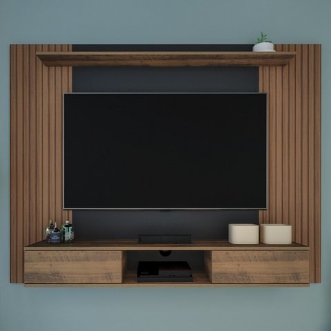 Painel para Tv até 75 Polegadas Nevada 2 Portas Pinho Ripado/preto - Artely Móveis