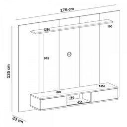 Painel para Tv até 75 Polegadas Nevada 2 Portas Pinho Ripado/preto - Artely Móveis - 4