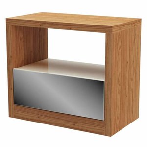 Mesa de Cabeceira Kiev com 1 Gaveta Espelhada Cor Freijo com Off White - 64746